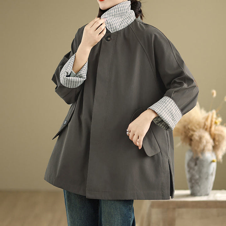 Buddha Stones Damen-Cargo-Baumwolljacke mit langen Ärmeln und Patches und Tasche - image 4