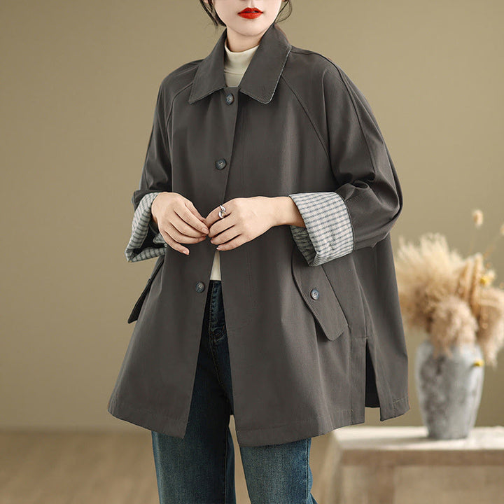 Buddha Stones Damen-Cargo-Baumwolljacke mit langen Ärmeln und Patches und Tasche - image 2