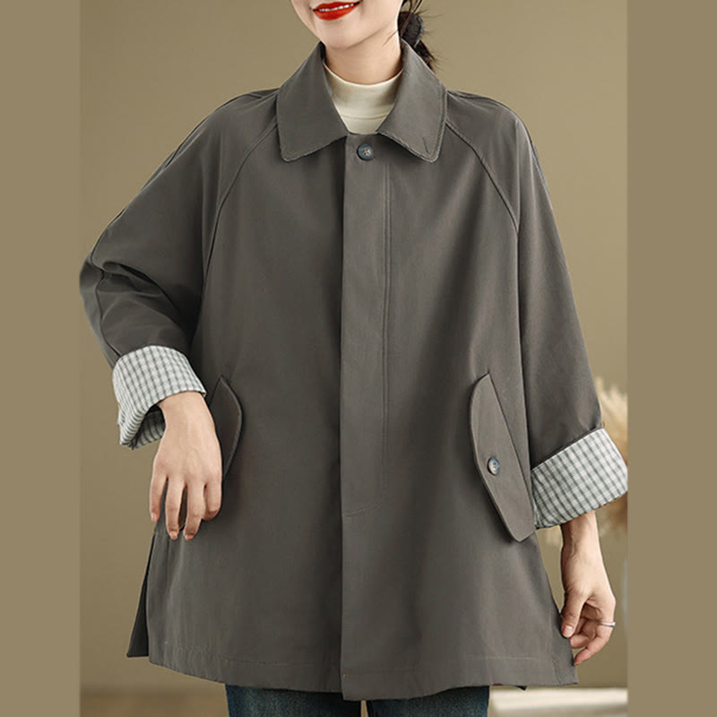 Buddha Stones Damen-Cargo-Baumwolljacke mit langen Ärmeln und Patches und Tasche - image 6