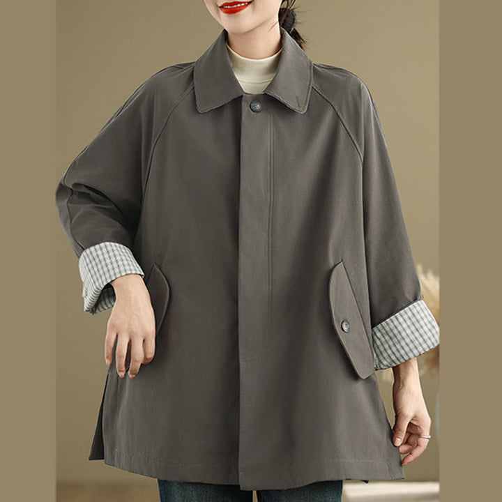 Buddha Stones Damen-Cargo-Baumwolljacke mit langen Ärmeln und Patches und Tasche - image 6