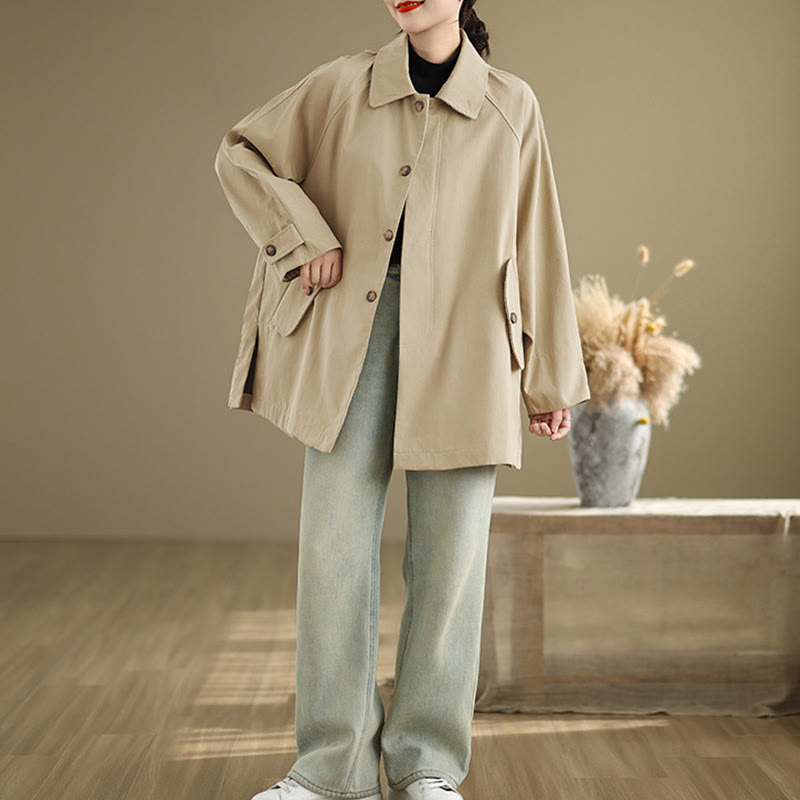 Buddha Stones Damen-Cargo-Baumwolljacke mit langen Ärmeln und Patches und Tasche - image 15