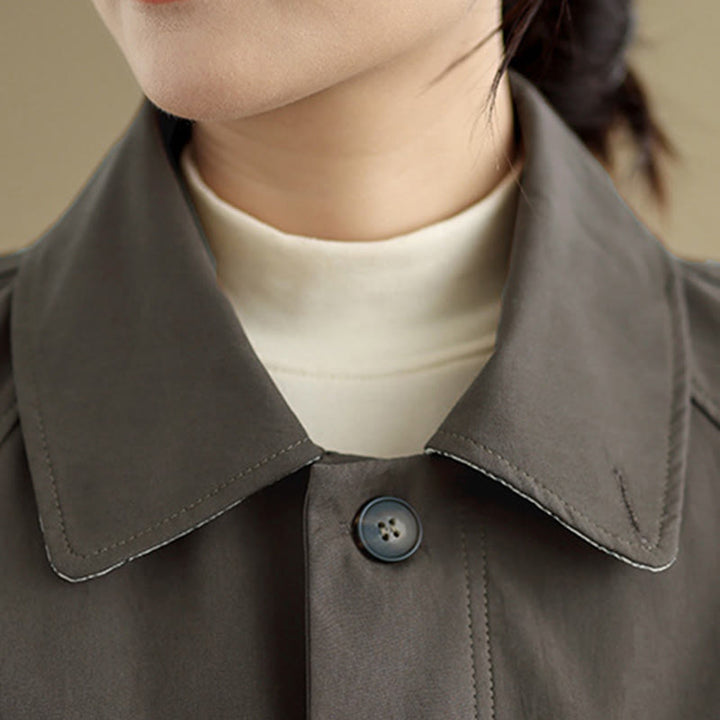 Buddha Stones Damen-Cargo-Baumwolljacke mit langen Ärmeln und Patches und Tasche - image 7