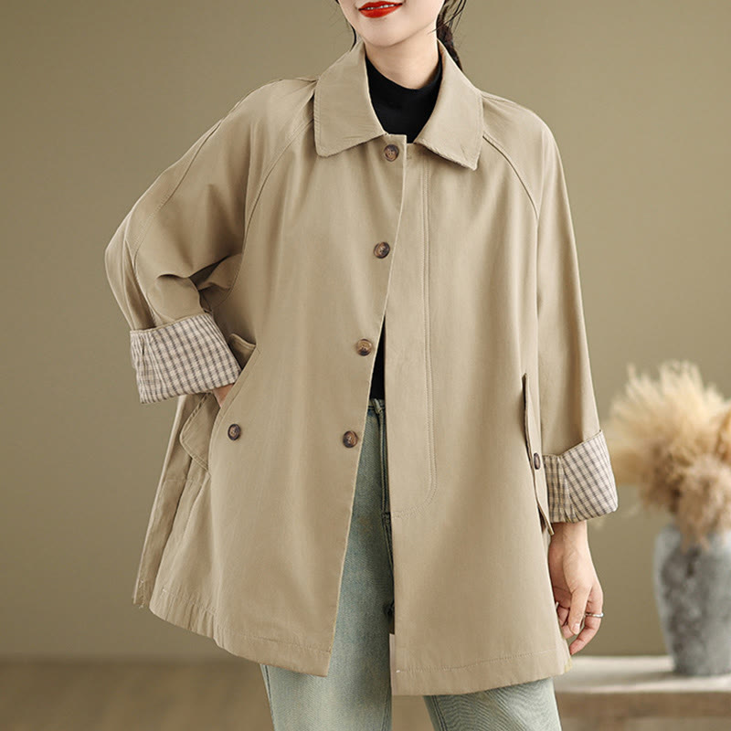 Buddha Stones Damen-Cargo-Baumwolljacke mit langen Ärmeln und Patches und Tasche - image 12