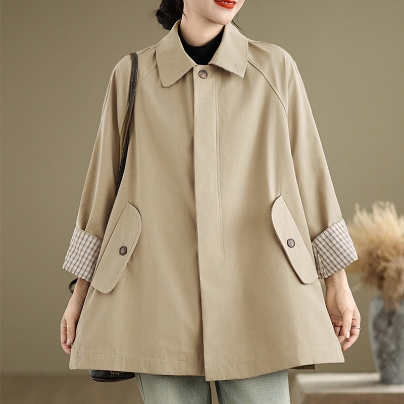 Buddha Stones Damen-Cargo-Baumwolljacke mit langen Ärmeln und Patches und Tasche - image 14