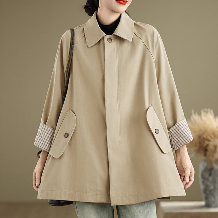 Buddha Stones Damen-Cargo-Baumwolljacke mit langen Ärmeln und Patches und Tasche - image 14