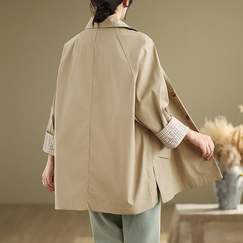 Buddha Stones Damen-Cargo-Baumwolljacke mit langen Ärmeln und Patches und Tasche - image 11