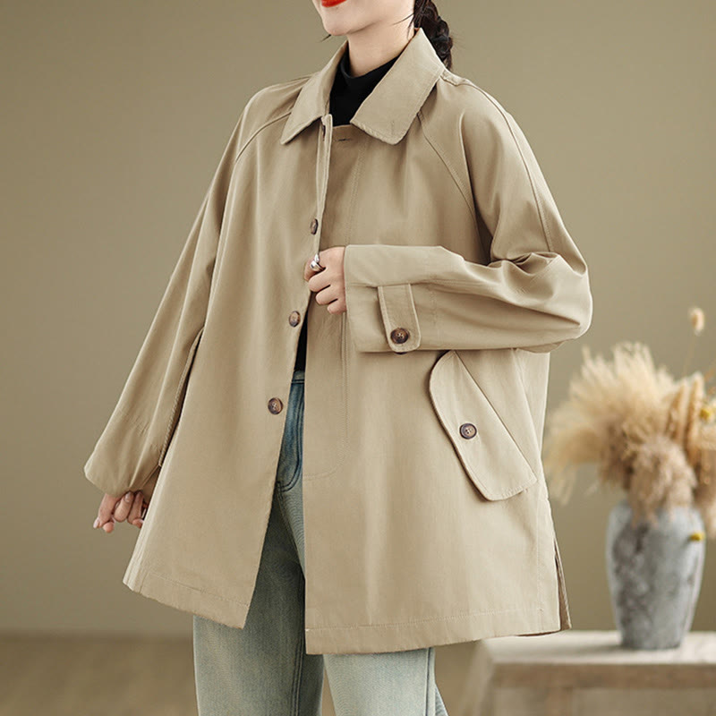 Buddha Stones Damen-Cargo-Baumwolljacke mit langen Ärmeln und Patches und Tasche - image 13