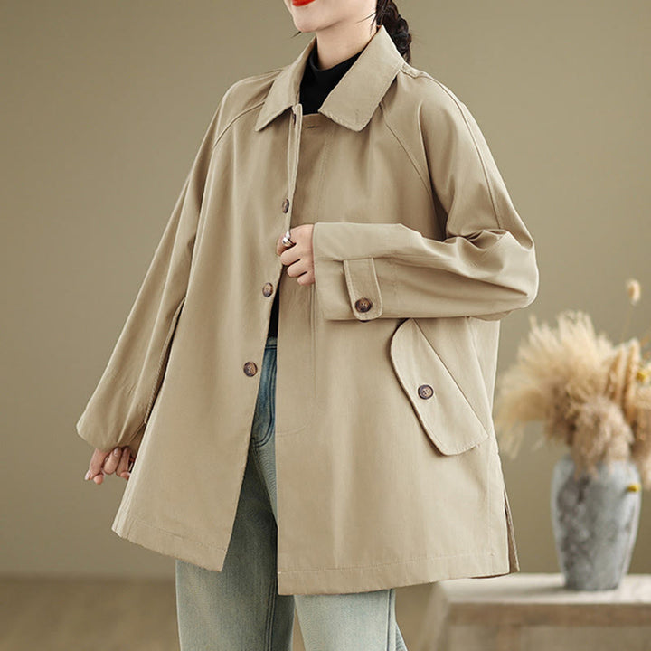 Buddha Stones Damen-Cargo-Baumwolljacke mit langen Ärmeln und Patches und Tasche - image 13