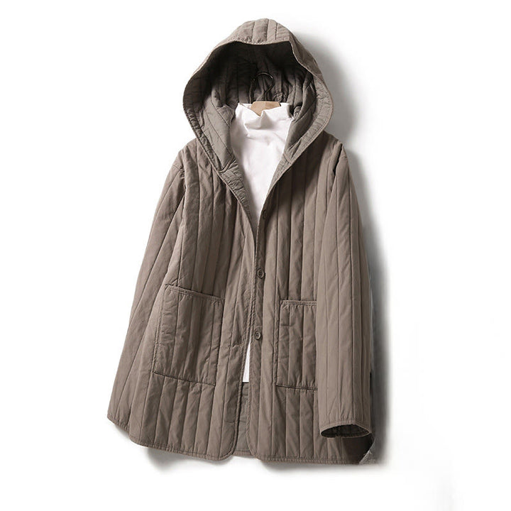 Buddha Stones Cord Design Quilting Damen Langarm Baumwolle Hoodie Jacke mit Tasche - Bräunen - US8-10， UK/AU12-14，EU40-42 (2XL) - image 0