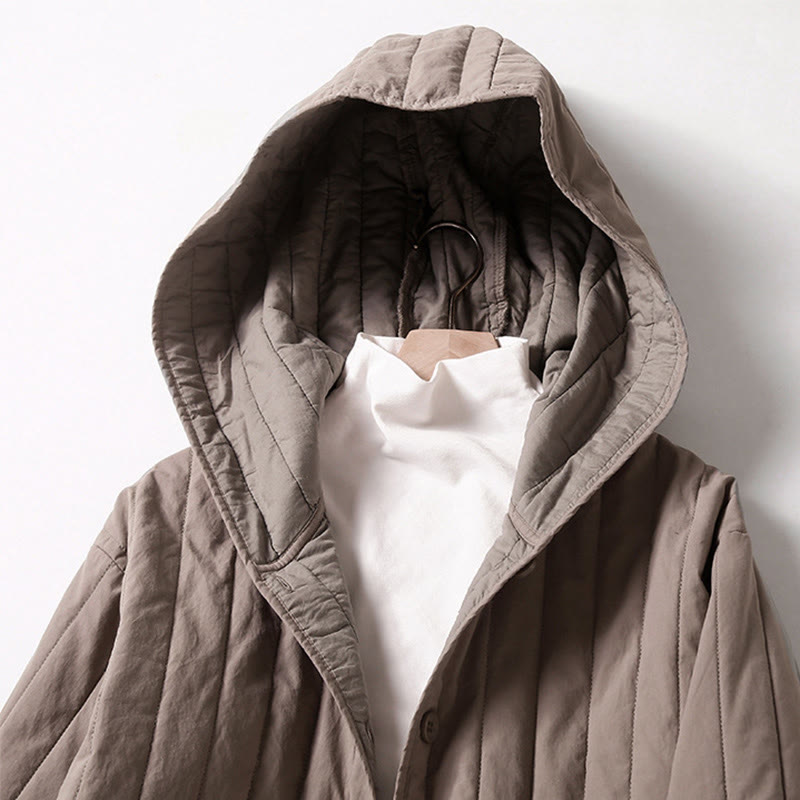 Buddha Stones Cord Design Quilting Damen Langarm Baumwolle Hoodie Jacke mit Tasche - image 1
