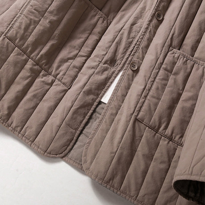 Buddha Stones Cord Design Quilting Damen Langarm Baumwolle Hoodie Jacke mit Tasche - image 5