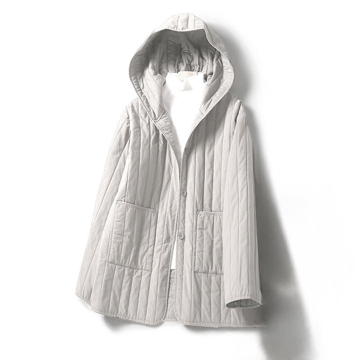 Buddha Stones Cord Design Quilting Damen Langarm Baumwolle Hoodie Jacke mit Tasche - Weißer Rauch - US8-10， UK/AU12-14，EU40-42 (2XL) - image 15