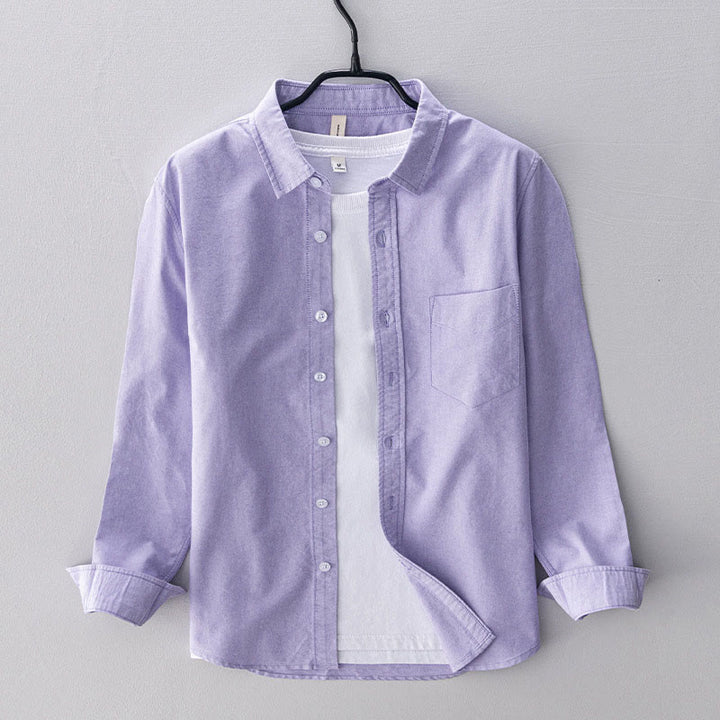 Buddha Stones Einfarbig Langarm Button-Down-Design Herren Baumwollhemd Kleidung - Distel - US/ UK/AU40，EU50 (3XL) - image 7
