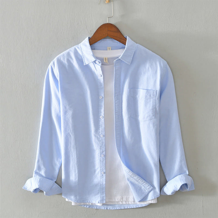 Buddha Stones Einfarbig Langarm Button-Down-Design Herren Baumwollhemd Kleidung - Hellblau - US/UK/AU40, EU50 (3XL) - image 27