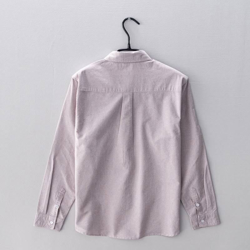 Buddha Stones Einfarbig Langarm Button-Down-Design Herren Baumwollhemd Kleidung - image 13