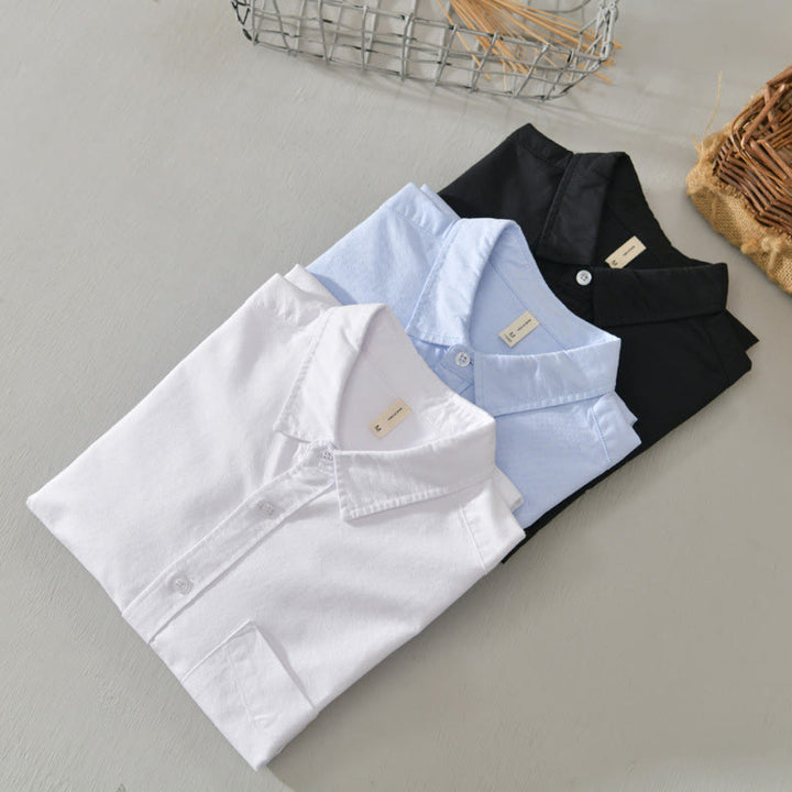 Buddha Stones Einfarbig Langarm Button-Down-Design Herren Baumwollhemd Kleidung - image 1