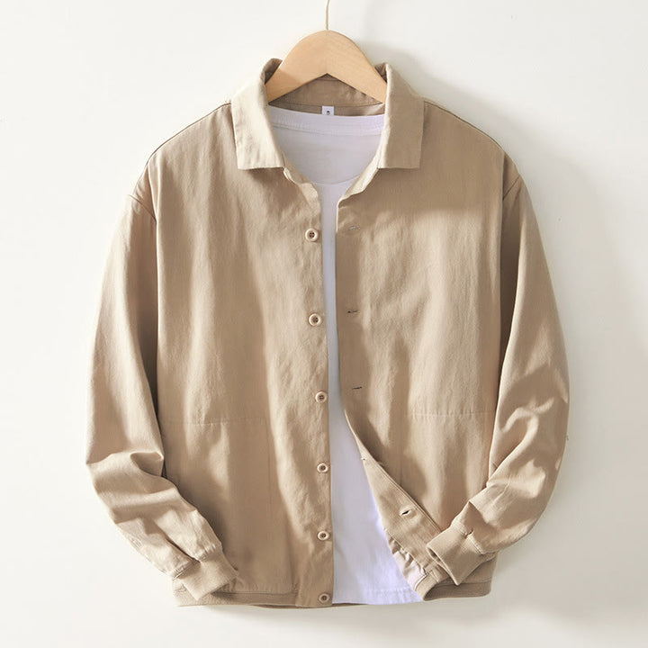 Buddha Stones Fall Solid Langarm Button Down Herren Baumwollhemd mit Taschen - Bisque - US/ UK/AU42，EU52 (3XL) - image 0