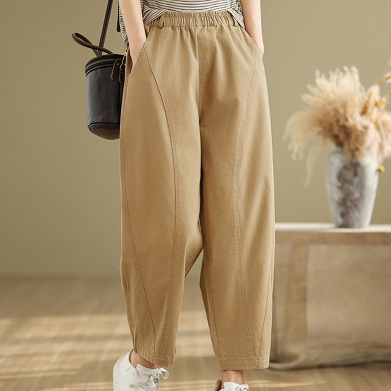 Buddha Stones Lässige Haremshose aus Polyester mit elastischer Taille und Taschen für Damen - Weizen - US8-10， UK/AU12-14，EU40-42 (2XL) - image 0