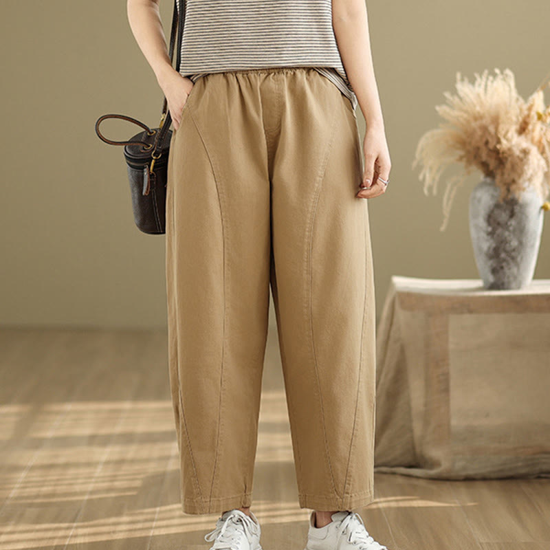 Buddha Stones Lässige Haremshose aus Polyester mit elastischer Taille und Taschen für Damen - image 1