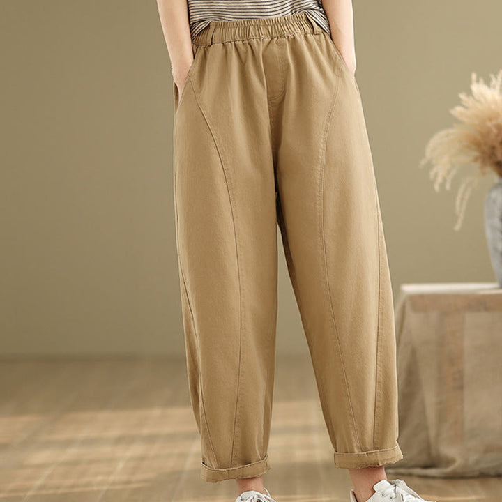 Buddha Stones Lässige Haremshose aus Polyester mit elastischer Taille und Taschen für Damen - image 3