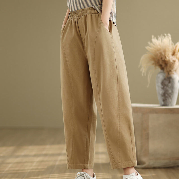 Buddha Stones Lässige Haremshose aus Polyester mit elastischer Taille und Taschen für Damen - image 4