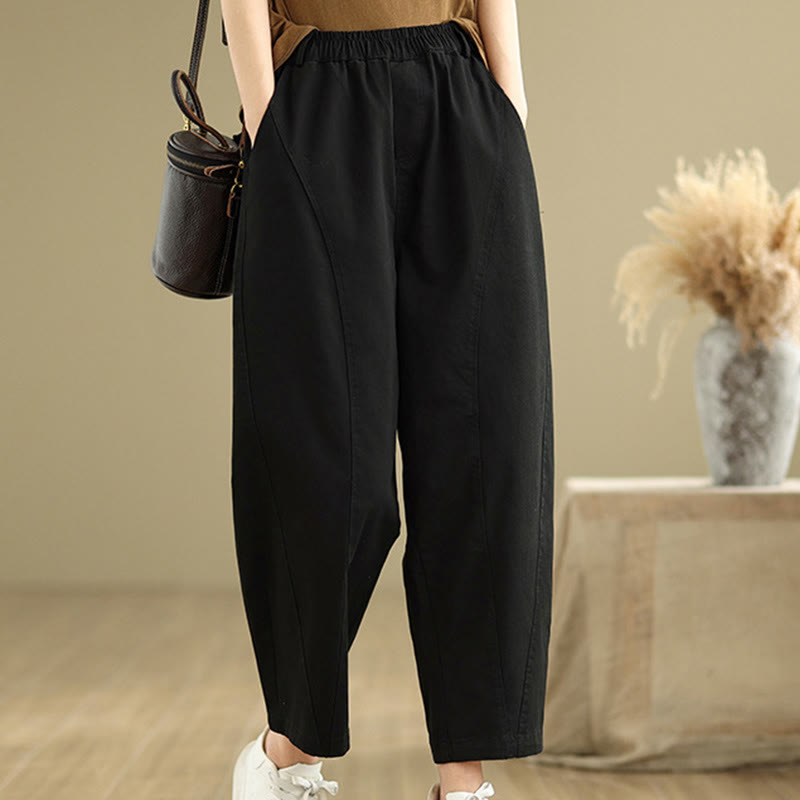 Buddha Stones Lässige Haremshose aus Polyester mit elastischer Taille und Taschen für Damen - Schwarz - US8-10， UK/AU12-14，EU40-42 (2XL) - image 9