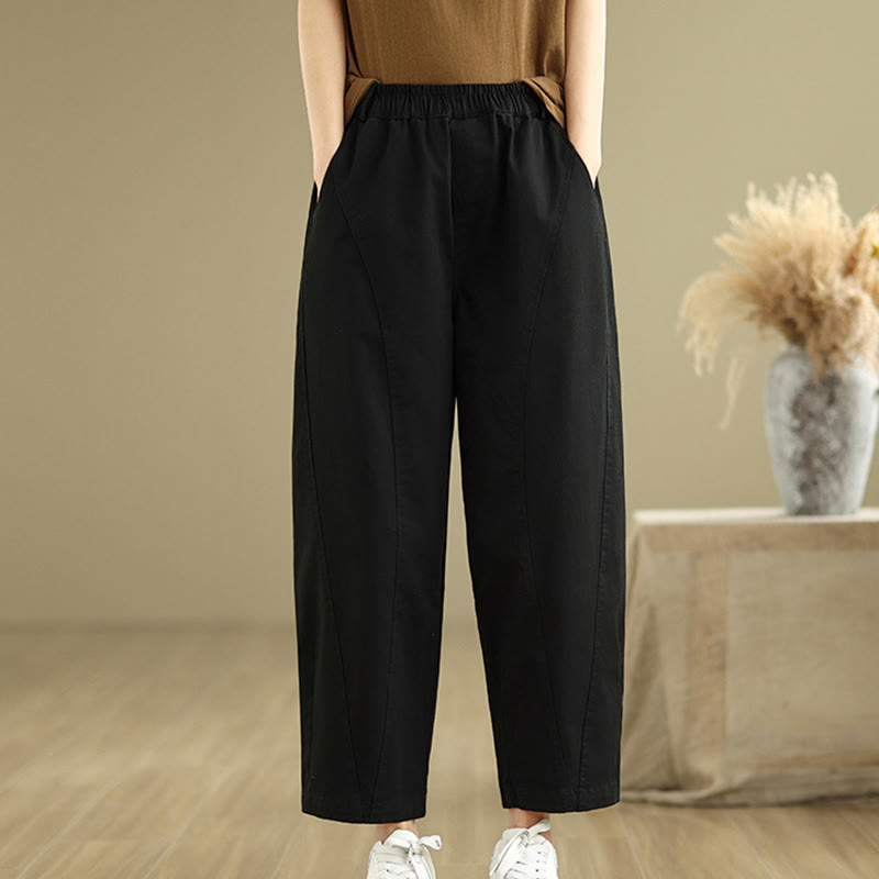 Buddha Stones Lässige Haremshose aus Polyester mit elastischer Taille und Taschen für Damen - image 10