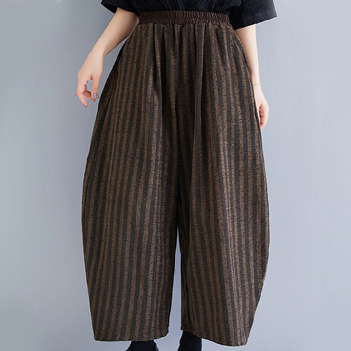 Buddha Stones Lässige Cordhose mit Streifen, Polyester, weites Bein, Länge 7–8, mit Taschen - Sattelbraun - US8-10， UK/AU12-14，EU40-42 (2XL) - image 13