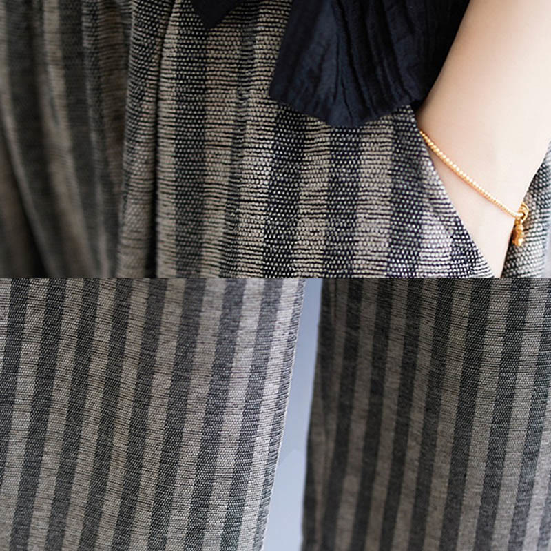 Buddha Stones Lässige Cordhose mit Streifen, Polyester, weites Bein, Länge 7–8, mit Taschen - image 12