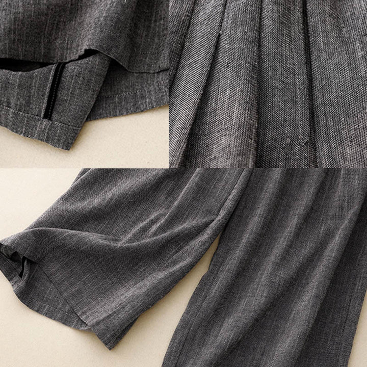 Buddha Stones Lässige, strukturierte Stoffe, Damen-Polyesterhose mit weitem Bein und Taschen - image 6