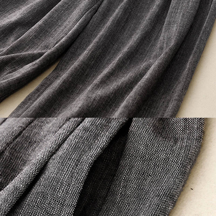 Buddha Stones Lässige, strukturierte Stoffe, Damen-Polyesterhose mit weitem Bein und Taschen - image 8