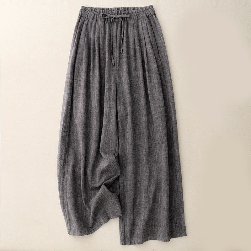 Buddha Stones Lässige, strukturierte Stoffe, Damen-Polyesterhose mit weitem Bein und Taschen - Dunkelgrau - US8-10， UK/AU12-14，EU40-42 (2XL) - image 0
