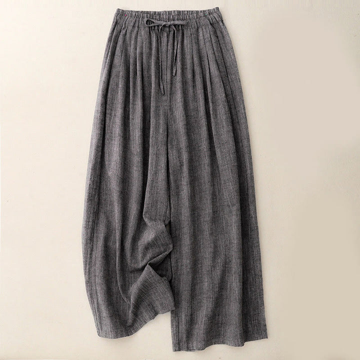 Buddha Stones Lässige, strukturierte Stoffe, Damen-Polyesterhose mit weitem Bein und Taschen - Dunkelgrau - US8-10， UK/AU12-14，EU40-42 (2XL) - image 0