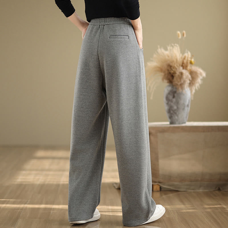 Buddha Stones Lässige, dicke Damenhose aus Polyester mit geradem Bein und Taschen - image 11