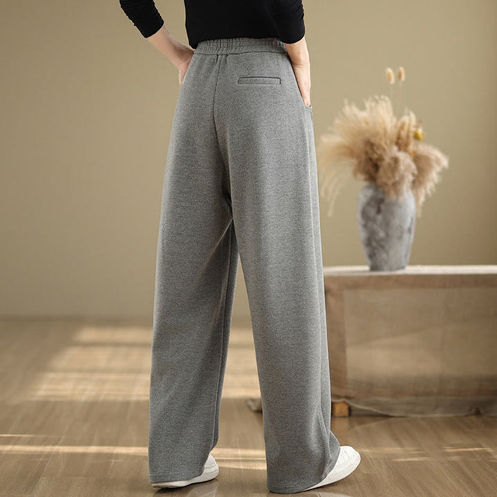 Buddha Stones Lässige, dicke Damenhose aus Polyester mit geradem Bein und Taschen - image 11