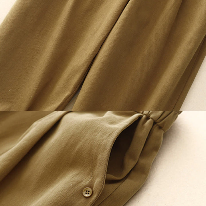 Buddha Stones Lässige Druckknöpfe Damenhose aus Baumwolle und Polyester mit Taschen - image 2