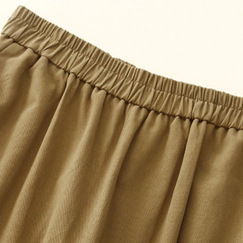 Buddha Stones Lässige Druckknöpfe Damenhose aus Baumwolle und Polyester mit Taschen - image 4