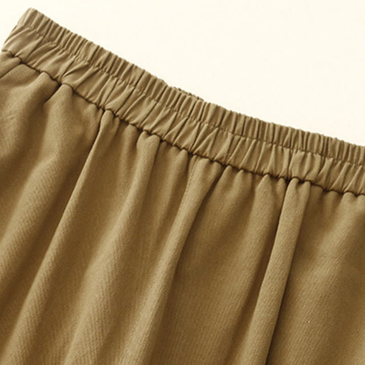 Buddha Stones Lässige Druckknöpfe Damenhose aus Baumwolle und Polyester mit Taschen - image 4