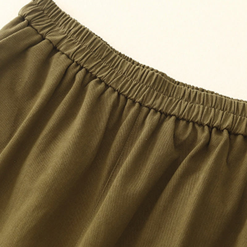 Buddha Stones Lässige Druckknöpfe Damenhose aus Baumwolle und Polyester mit Taschen - image 7