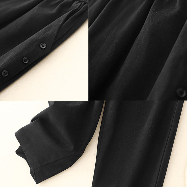 Buddha Stones Lässige Druckknöpfe Damenhose aus Baumwolle und Polyester mit Taschen - image 9