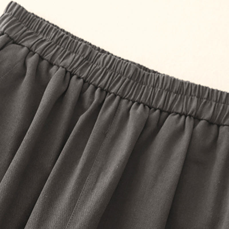 Buddha Stones Lässige Druckknöpfe Damenhose aus Baumwolle und Polyester mit Taschen - image 13