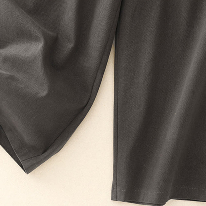 Buddha Stones Lässige Druckknöpfe Damenhose aus Baumwolle und Polyester mit Taschen - image 14