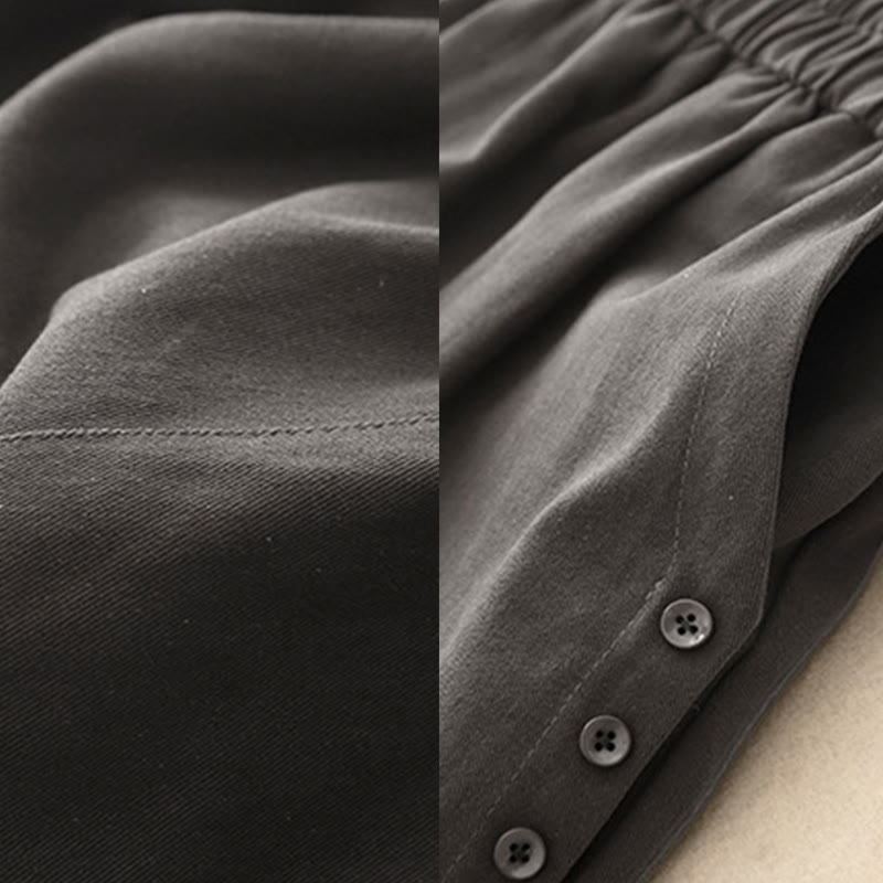 Buddha Stones Lässige Druckknöpfe Damenhose aus Baumwolle und Polyester mit Taschen - image 12