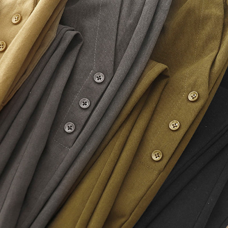 Buddha Stones Lässige Druckknöpfe Damenhose aus Baumwolle und Polyester mit Taschen - image 17