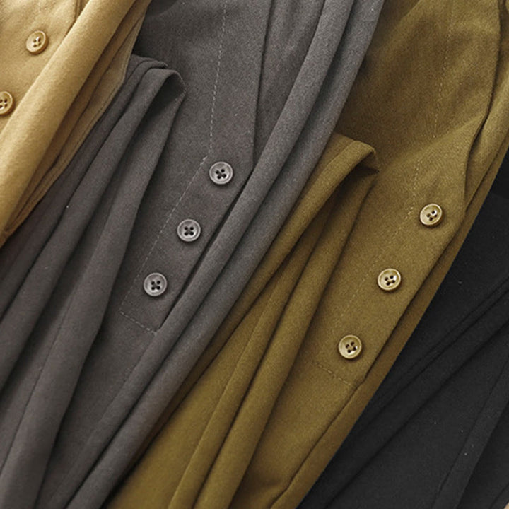 Buddha Stones Lässige Druckknöpfe Damenhose aus Baumwolle und Polyester mit Taschen - image 17