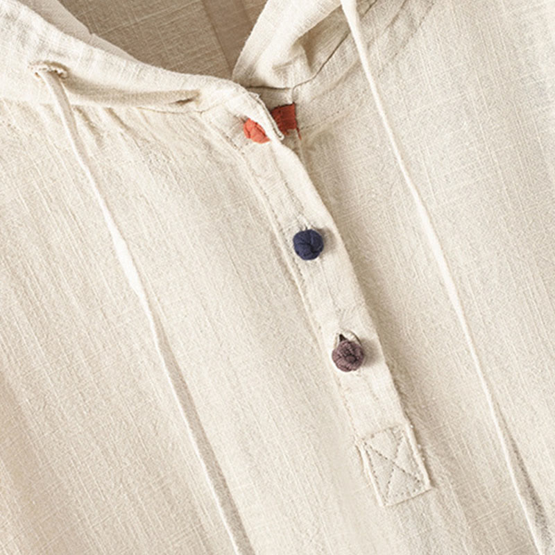Buddha Stones Damen-Kapuzenpullover mit schlichtem Knopfdesign, Baumwolle, langärmelig, mit Taschen - image 5
