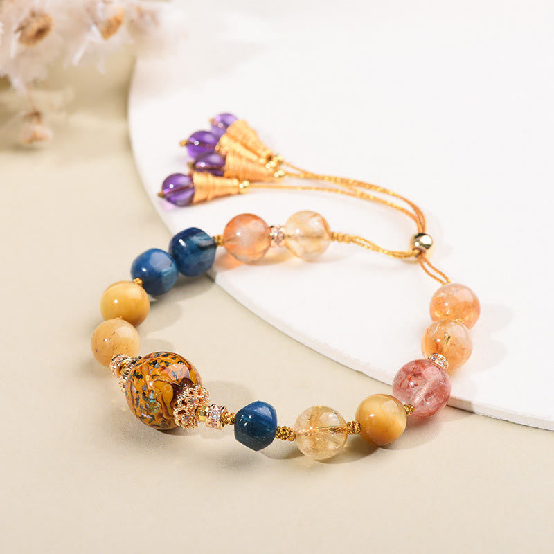 Buddha Stones Tibetische Lackperle Handgewebt Verschiedene Kristalle Kraftarmband - image 1
