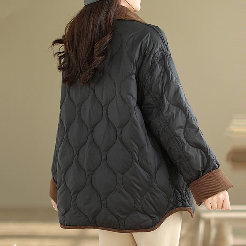 Buddha Stones Damen-Langarm-Baumwolljacke mit kontrastfarbenem Revers und Taschen - image 7