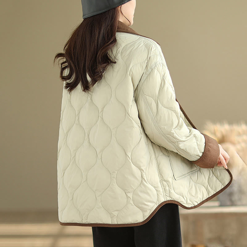 Buddha Stones Damen-Langarm-Baumwolljacke mit kontrastfarbenem Revers und Taschen - image 15