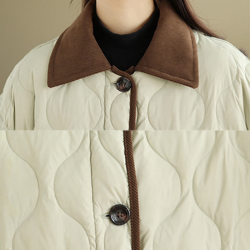 Buddha Stones Damen-Langarm-Baumwolljacke mit kontrastfarbenem Revers und Taschen - image 22